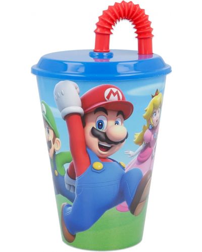 Pahar cu pai Stor - Super Mario, 430 ml - 1