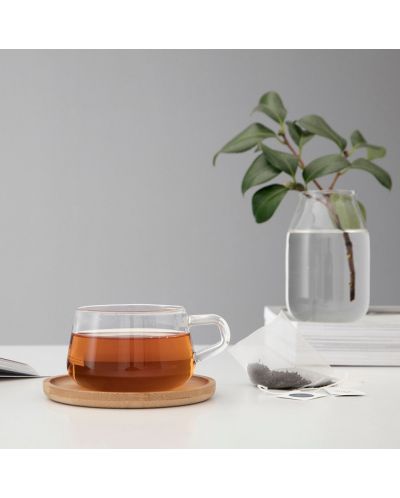 Ceașcă de ceai cu farfurioară Viva Scandinavia - Classic, 250 ml, bambus și sticlă - 5