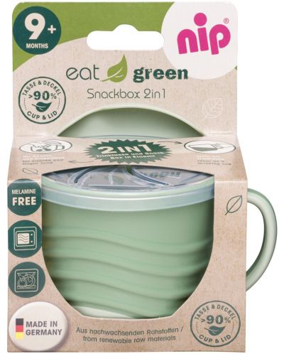 Cupa cu capac 2 în 1 NIP Eat Green - Verde - 4