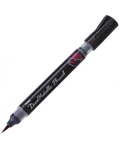 Pensulă Pentel Arts - Dual metallic, negru și roșu - 1