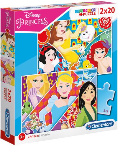 Puzzle Clementoni de 2 x 20 piese - SuperColor Disney Princess - 1