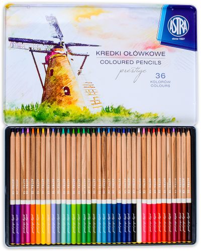 Creioane din cedru Astra Prestige - 36 de culori, in cutie metalica - 2