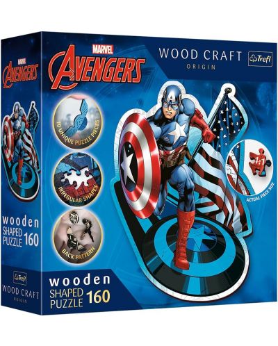 Puzzle din lemn Trefl 160 de piese - Căpitanul America neînfricat - 1