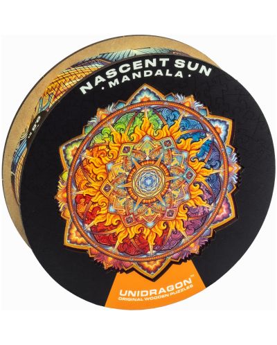 Puzzle din lemn Unidragon de 200 de piese  -Mandala Soarele Răsare (dimensiune M) - 1