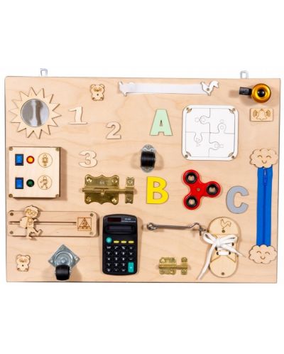 Jucărie de lemn Montessori cu tablă senzorială Moni Toys - 1
