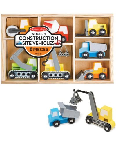 Jucării din lemn Melissa & Doug - Masini de constructii, 7 buc - 5