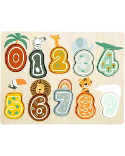 Puzzle din lemn cu numere Small Foot - Safari, 10 părți - 1