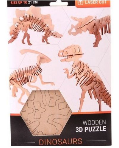 Puzzle 3D din lemn Johntoy - Dinozauri, 4 tipuri - 2