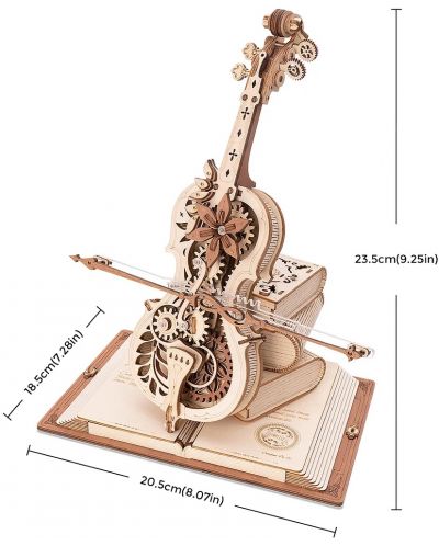Puzzle 3D din lemn Robo Time din 199 de piese - Violoncel magic - 2