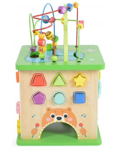 Cub de jucării din lemn Tooky Toy Cube - Centrul de joacă, Forest - 4