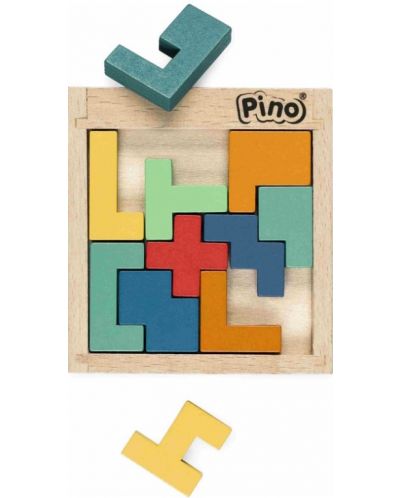 Mini Puzzle din lemn Pino, 11 piese, culori pastelate - 2