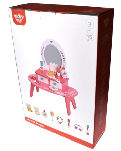 Masa de toaleta din lemn pentru copii cu accesorii Tooky Toy - 2