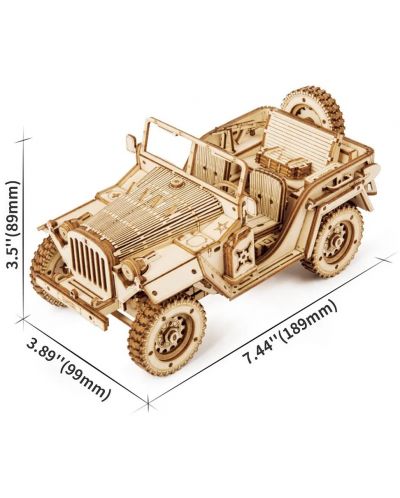 Puzzle 3D din lemn Robo Time de 369 de piese - Vehicul militar de camp - 3