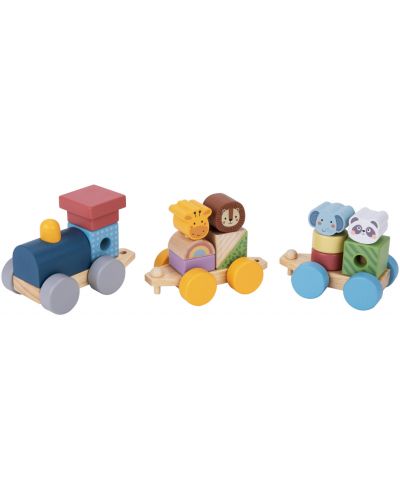 Tren sortator din lemn Tooky Toy - Animale - 3