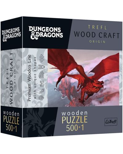 Puzzle din lemn Trefl din 500+1 piese - Dragonul roșu antic - 1