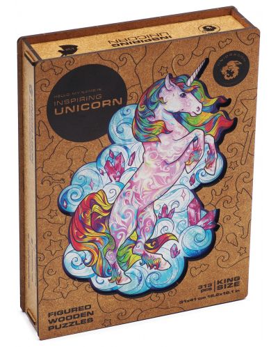 Puzzle din lemn Unidragon de 313 piese - Unicorn (marimea KS) - 1