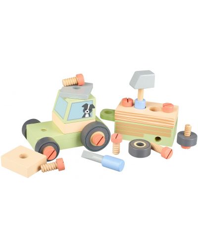 Set de joaca din lemn  Orange Tree Toys - Tractor asamblat, 25 piese - 2