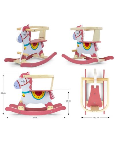 Cal balansoar din lemn  Milly Mally - Lucky 12, roz - 8