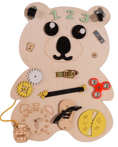 Tablă Montessori din lemn Moni Toys - Bear - 1