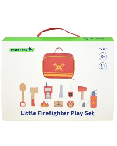 Tooky Toy Set de pompieri din lemn - 11 piese  - 1