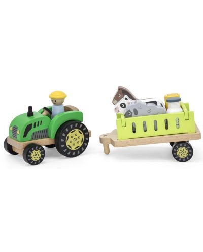 Set din lemn Viga - Tractor cu fermier și animale - 2