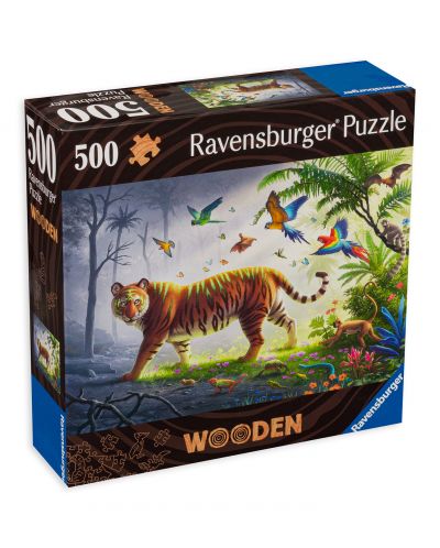 Puzzle din lemn Ravensburger cu 500 de piese - Tigrul în junglă - 1