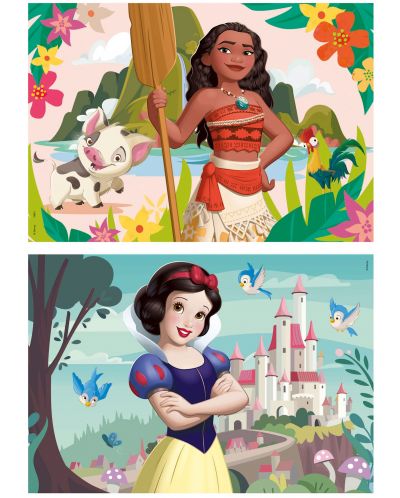 Puzzle de lemn pentru copii Educa din 2 x 50 de piese - Printesele Disney: Vaiana si Alba ca Zapada - 2