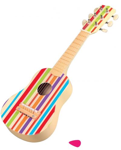 Instrument muzical din lemn Lelin - Chitara, dungi colorate - 1