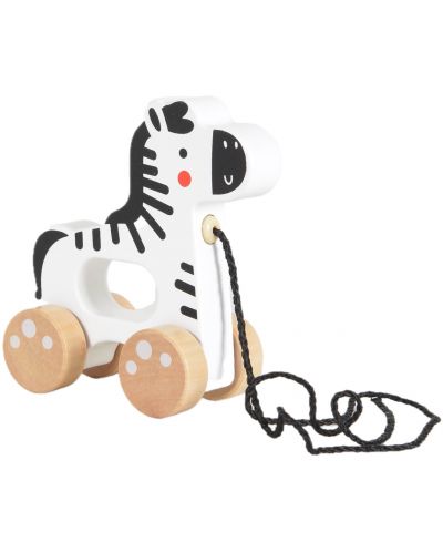 Jucărie de tracțiune din lemn Tooky Toy - Zebra - 1