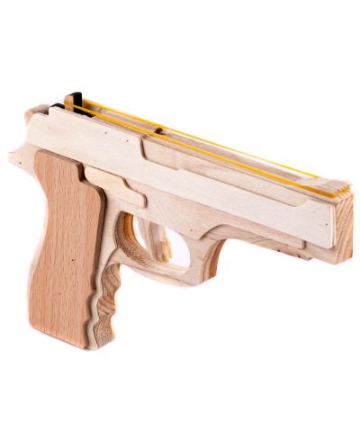 Jucărie din lemn Smart Baby - Pistol cu elastice - 1