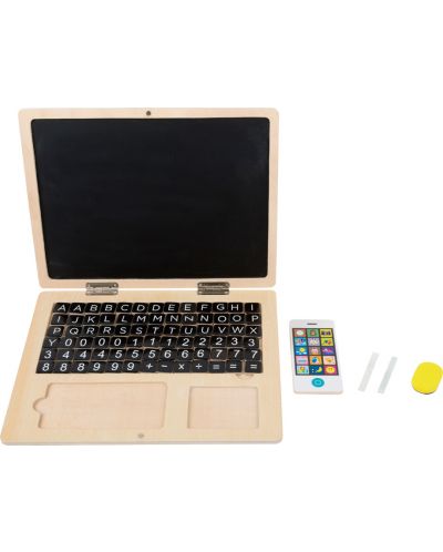 Laptop din lemn cu tablă magnetică Picior mic, cu smartphone - 2