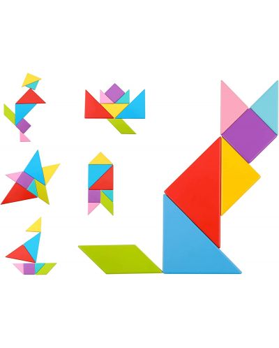 Puzzle din lemn ooky Toy - Tangram - 1