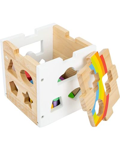 Set de sortare din lemn Small Foot - Cub cu forme geometrice, Rainbow - 2