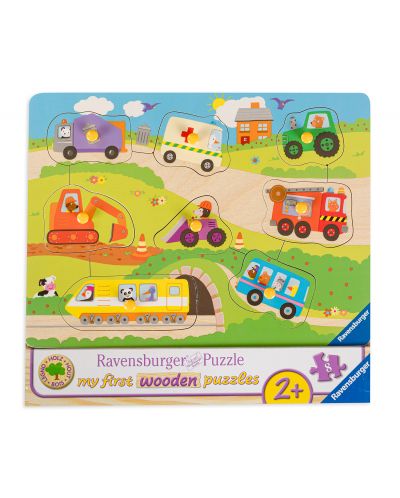 Puzzle de lemn Ravensburger de 8 piese -My first wooden puzzle: My favorite vehicles - 1