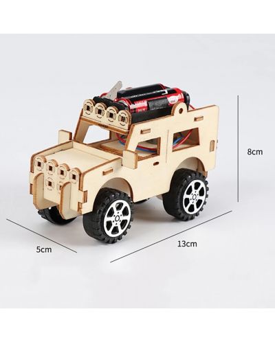 Acool Toy - jeep din lemn DIY, cu baterii - 5