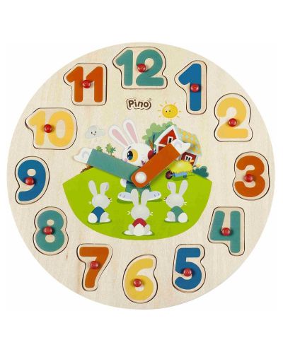Puzzle-ceas din lemn  Pino - Clovn - 1
