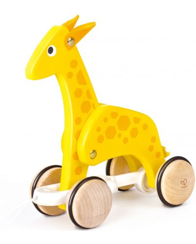 Jucărie din lemn HaPe International - Girafa pe roți - 1