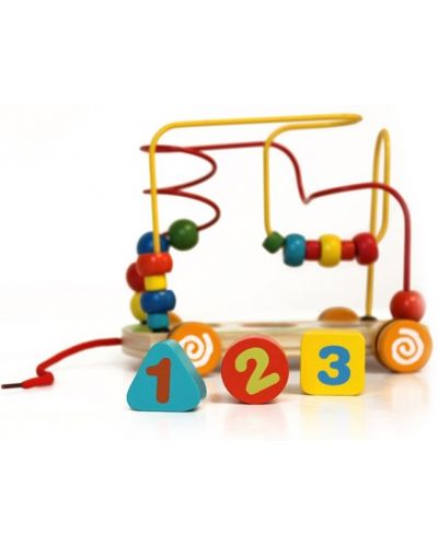 Jucărie din lemn Acool Toy - Labirint cu mărgele pe roți, Montessori - 2