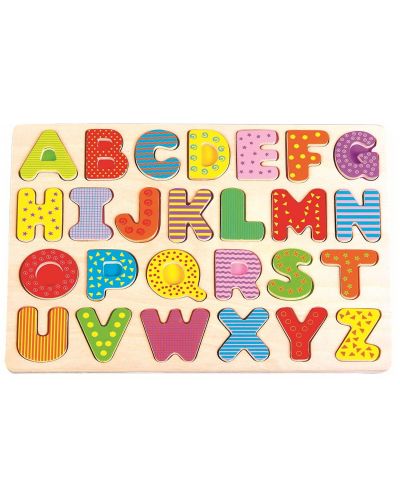 Puzzle din lemn Lelin - Alfabet englez, litere majuscule - 1