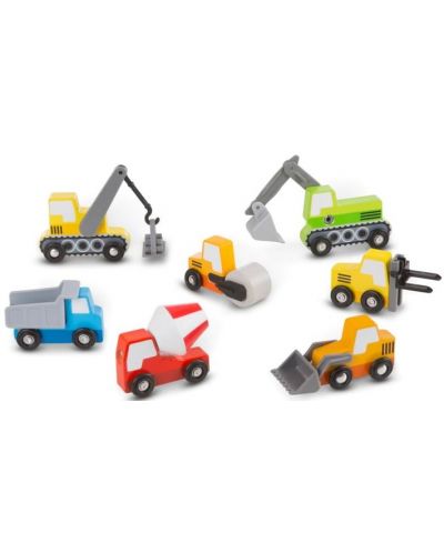 Jucării din lemn Melissa & Doug - Masini de constructii, 7 buc - 2