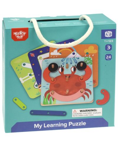 Puzzle educațional din lemn Tooky toy - 4 în 1	 - 5