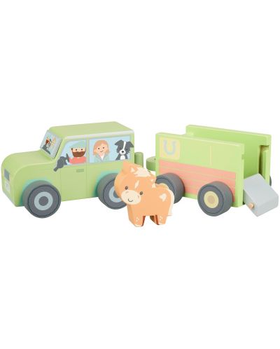 Set de joaca din lemn  Orange Tree Toys - Căruță de fermă cu cal - 1