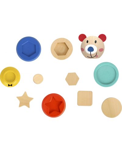 Jucarie de stivuit Tooky Toy - Ursulet, forme si culori - 2