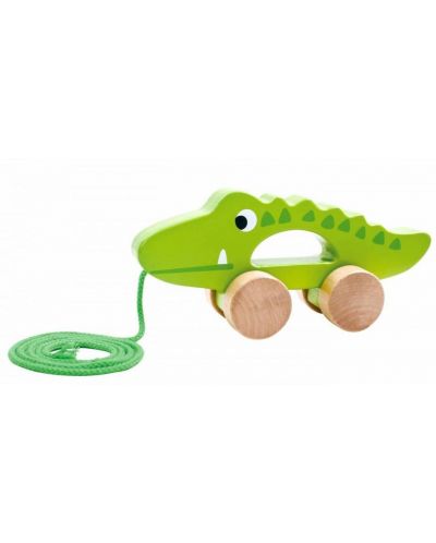 Jucarie de lemn de tras Tooky Toy - Crocodil - 1
