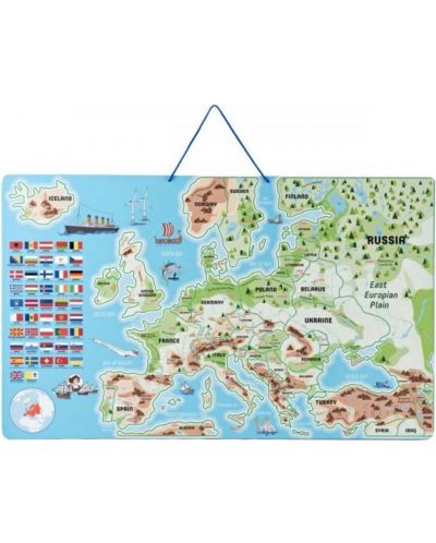 Puzzle din lemn - cu piese magnetice Woody - Europa, 3 in 1 - 2
