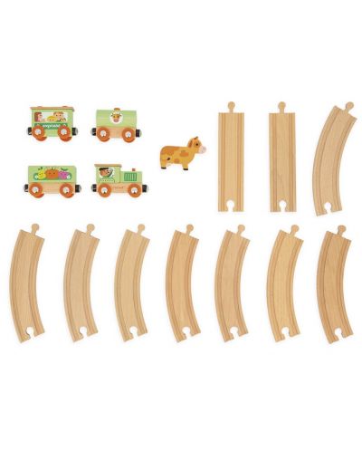 Set din lemn Janod - Fermă de trenuri cu șine - 5