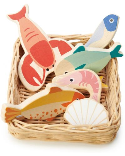 Tender Leaf Toys Wooden Play Set - Seafood in a Basket - 2
