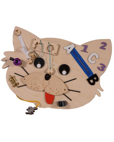 Tablă de lemn Montessori - Moni Toys - Pisică - 1
