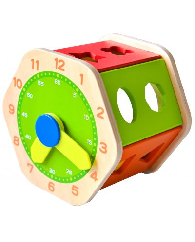 Jucărie din lemn Acool Toy - Sorter hexagonal cu ceas - 3
