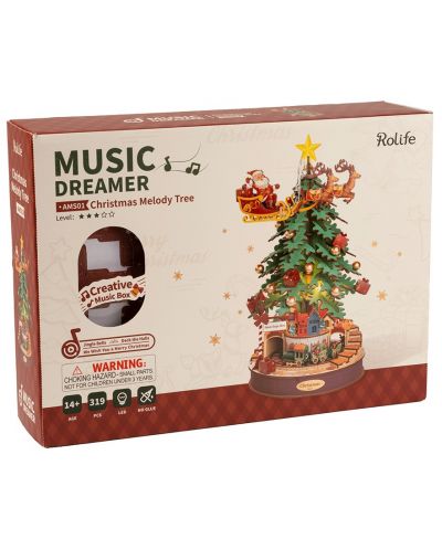 Puzzle 3D din lemn Robo Time din 319 piese - Brad de Crăciun